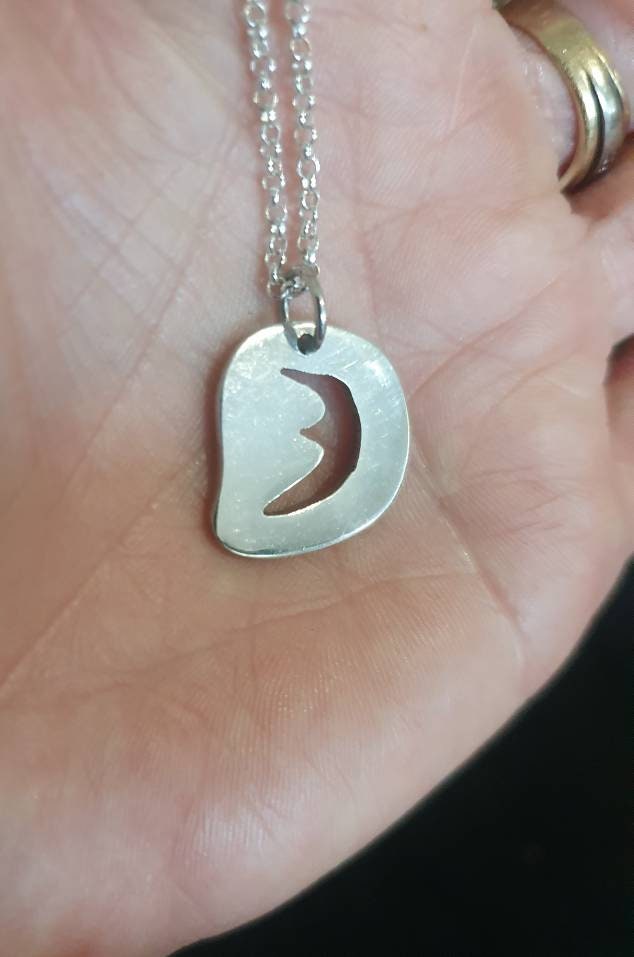 Moon pendant,sterling  jewelry,handmade,cut out moon,goddess