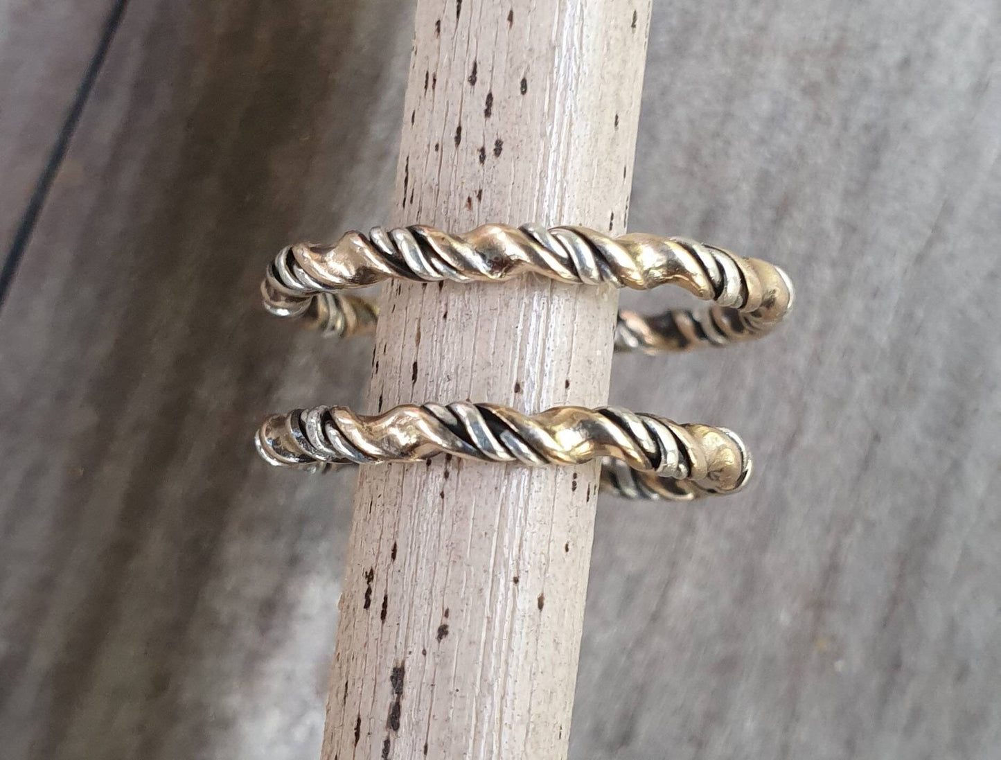 Woven gold ring,two tone,9k gold solid(not plated )&sterling silver,twisted wire ring,mixed metals, Stacker ring,thin solid gold band,fine