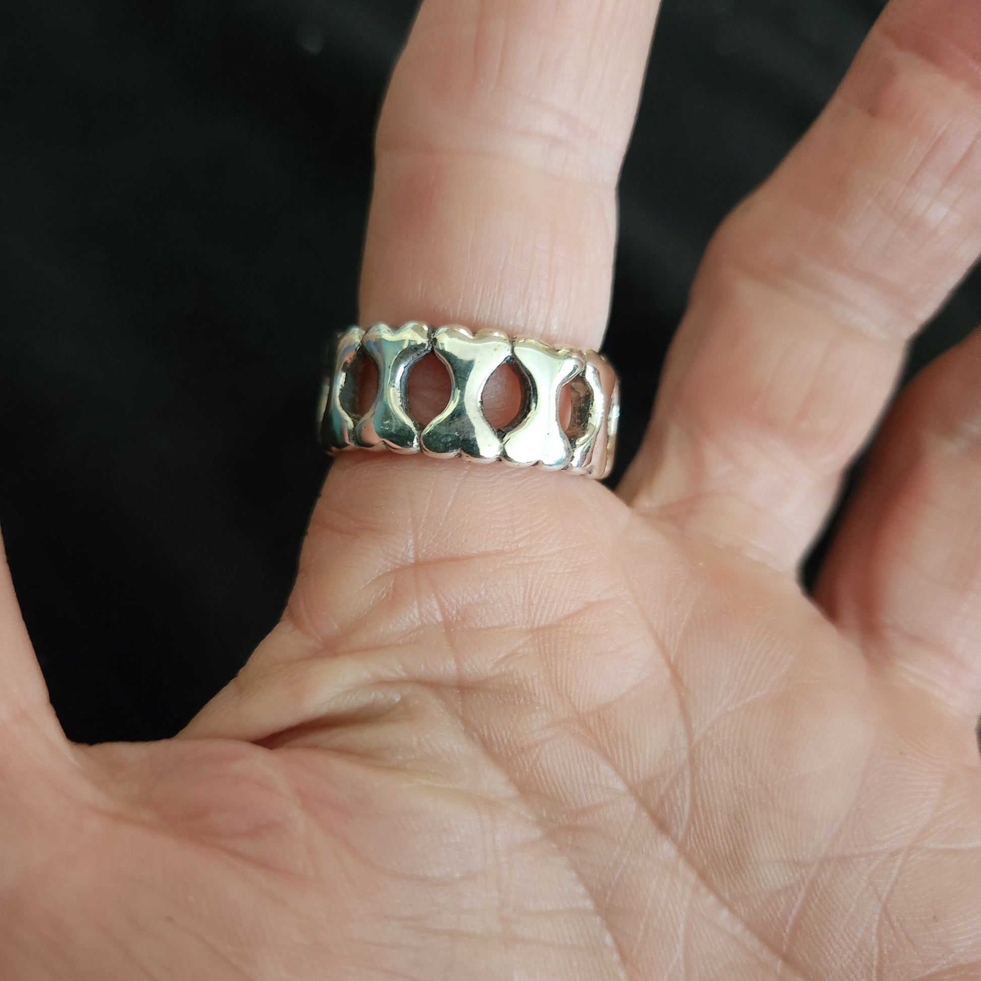 Silver band,bones,solid sterling silver,unisex ring,vivienne w. inspired,