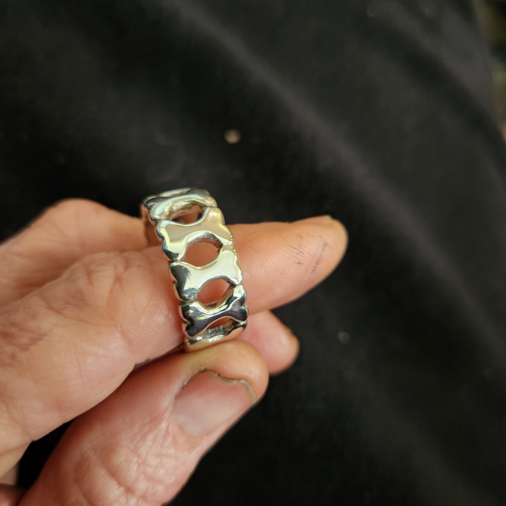 Silver band,bones,solid sterling silver,unisex ring,vivienne w. inspired,