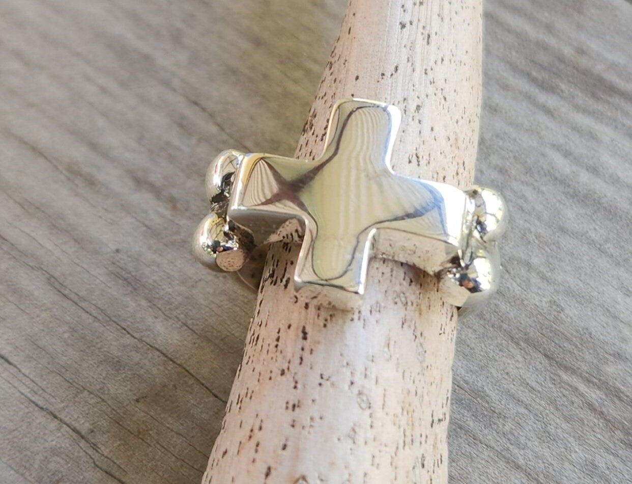 cross ring,chunky tribal,solid sterling silver,handmade,modern medievil,wedding ring,steampunk,