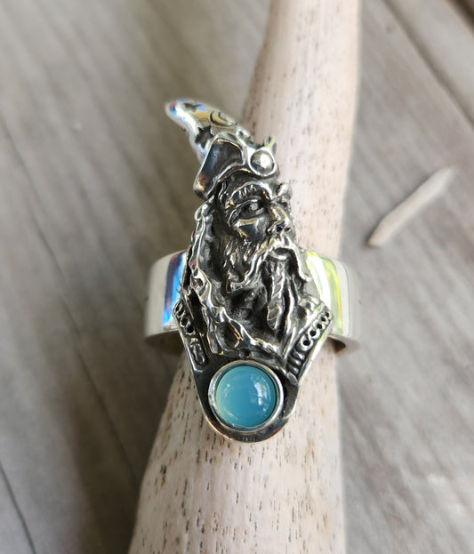 wizard ring,large merlin ring,sterling silver,black cz,handmade,witch,wiccan,magic,fantasy,mythical,occult,Dumble,merlin,