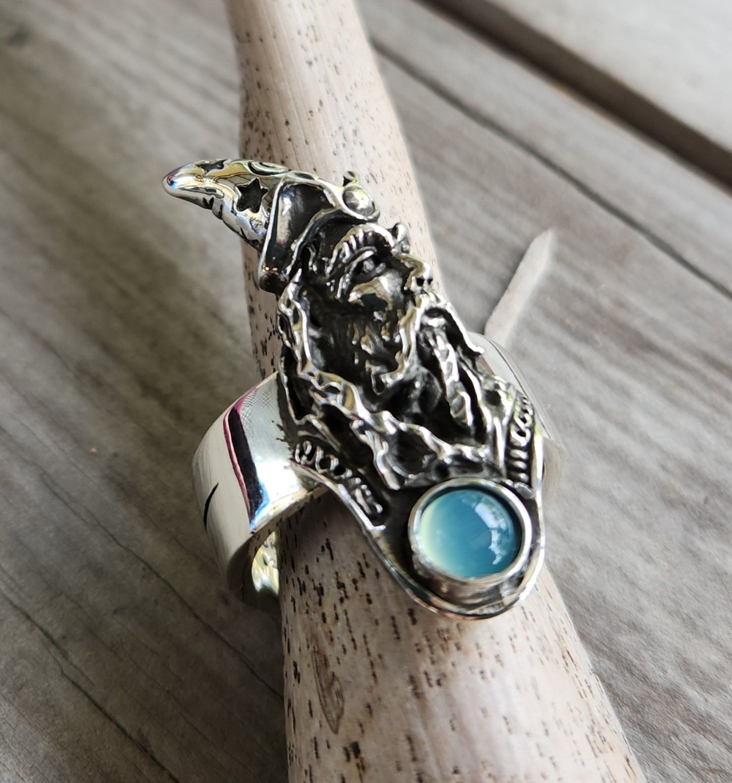 wizard ring,large merlin ring,sterling silver,black cz,handmade,witch,wiccan,magic,fantasy,mythical,occult,Dumble,merlin,