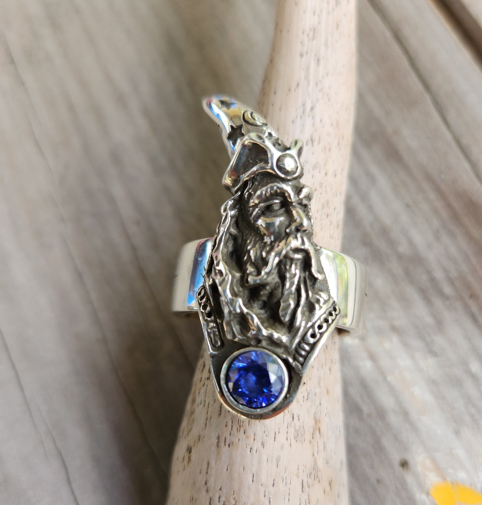 wizard cz ring,large ring,sterling silver,cubic zirconia,handmade,witch,wiccan,magic,fantasy,mythical,occult,merlin,harry...