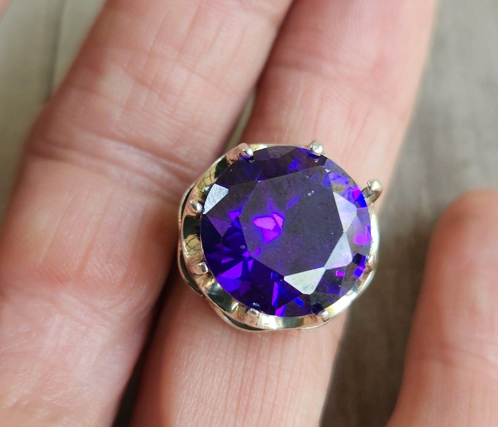 Large cz ring,sterling silver, handmade,goddess,boho,solitare ring,new age,goddess,cubic zirconia,