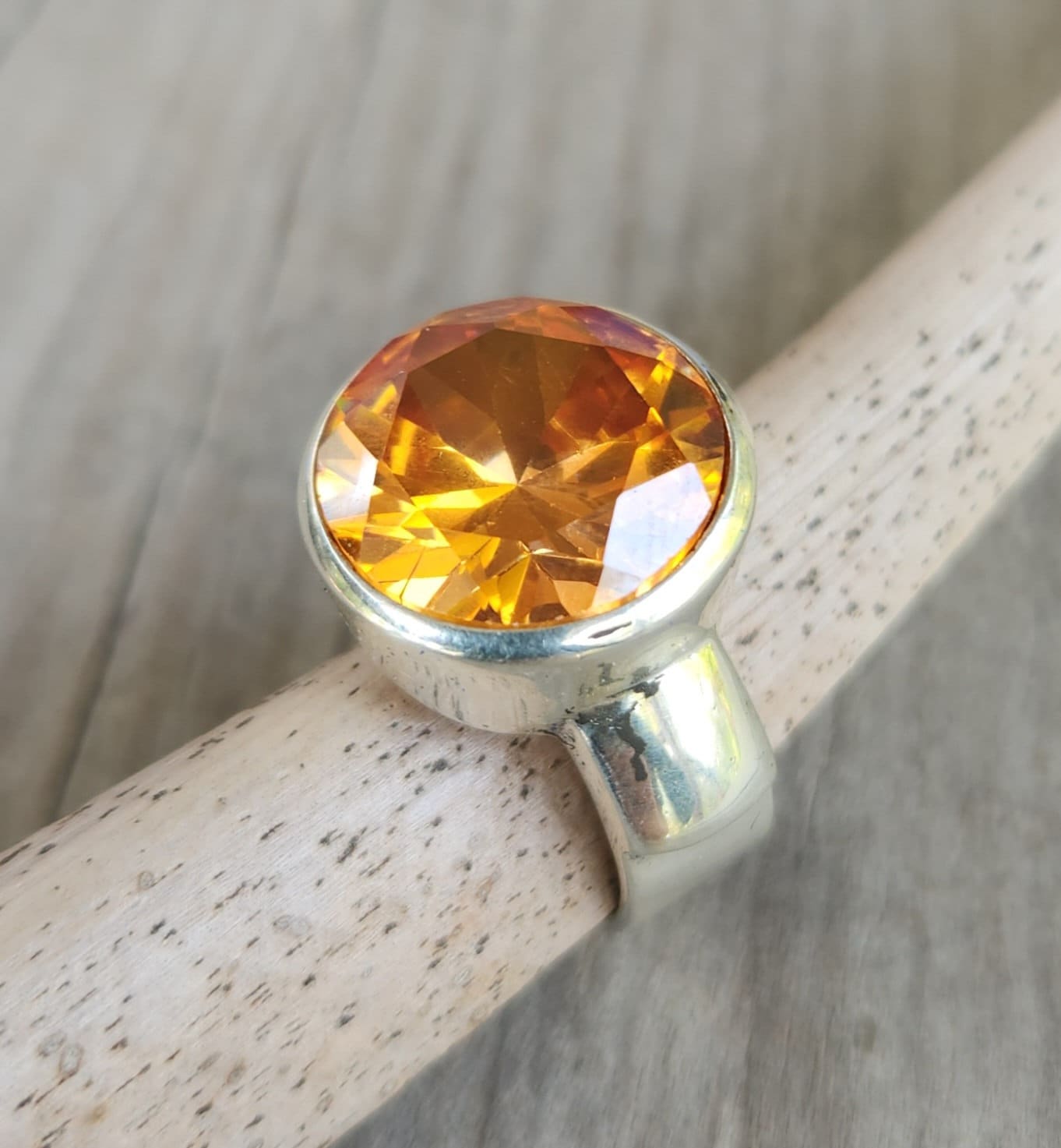 Large cz ring,sterling silver,chunky ring,zircon boho,gemstone ring,handmade,cubic zirconia ring,modern