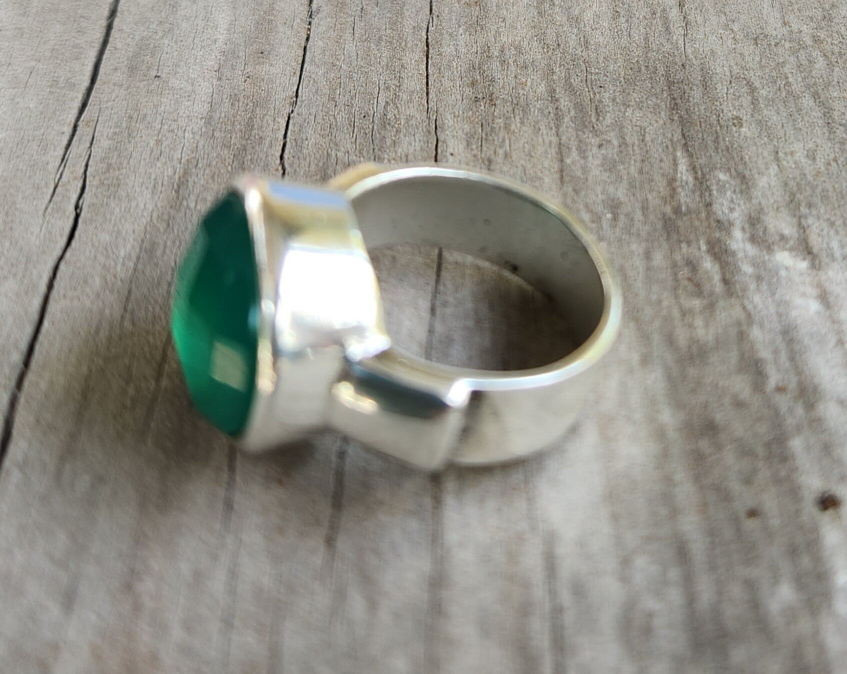 Green onyx ring,sterling silver,chunky ring,boho, large gemstone ring,handmade,cubic zirconia ring,modern