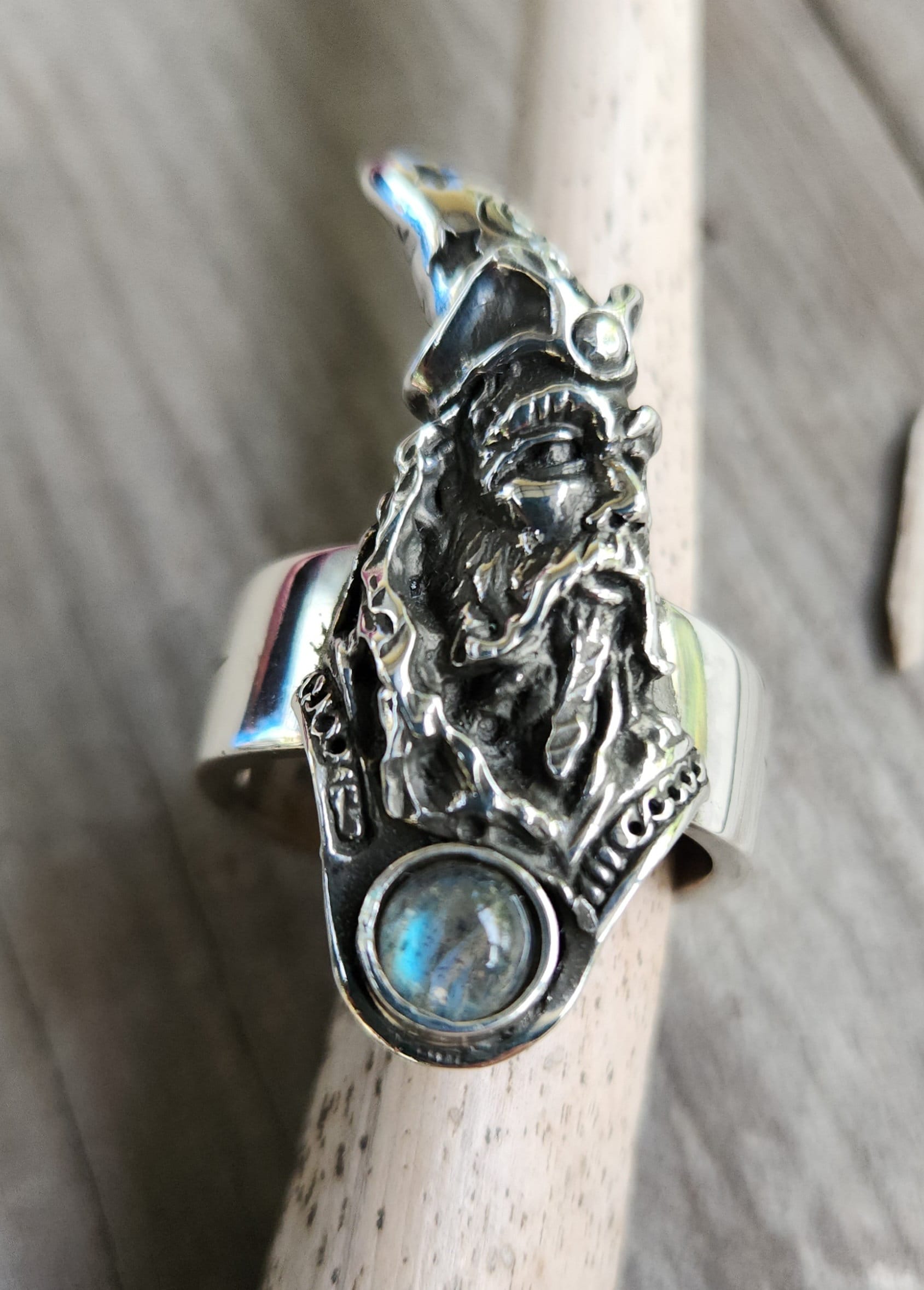 wizard cz ring,large ring,sterling silver,cubic zirconia,handmade,witch,wiccan,magic,fantasy,mythical,occult,merlin,harry...