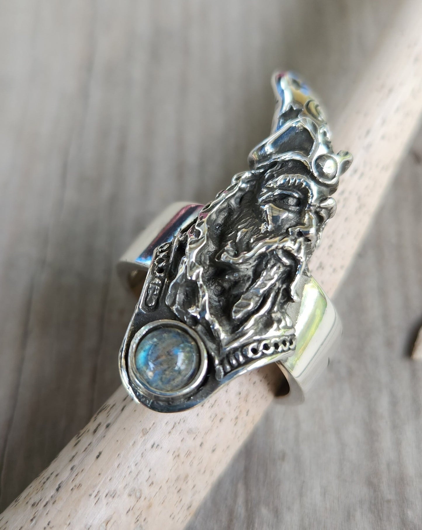 wizard cz ring,large ring,sterling silver,cubic zirconia,handmade,witch,wiccan,magic,fantasy,mythical,occult,merlin,harry...