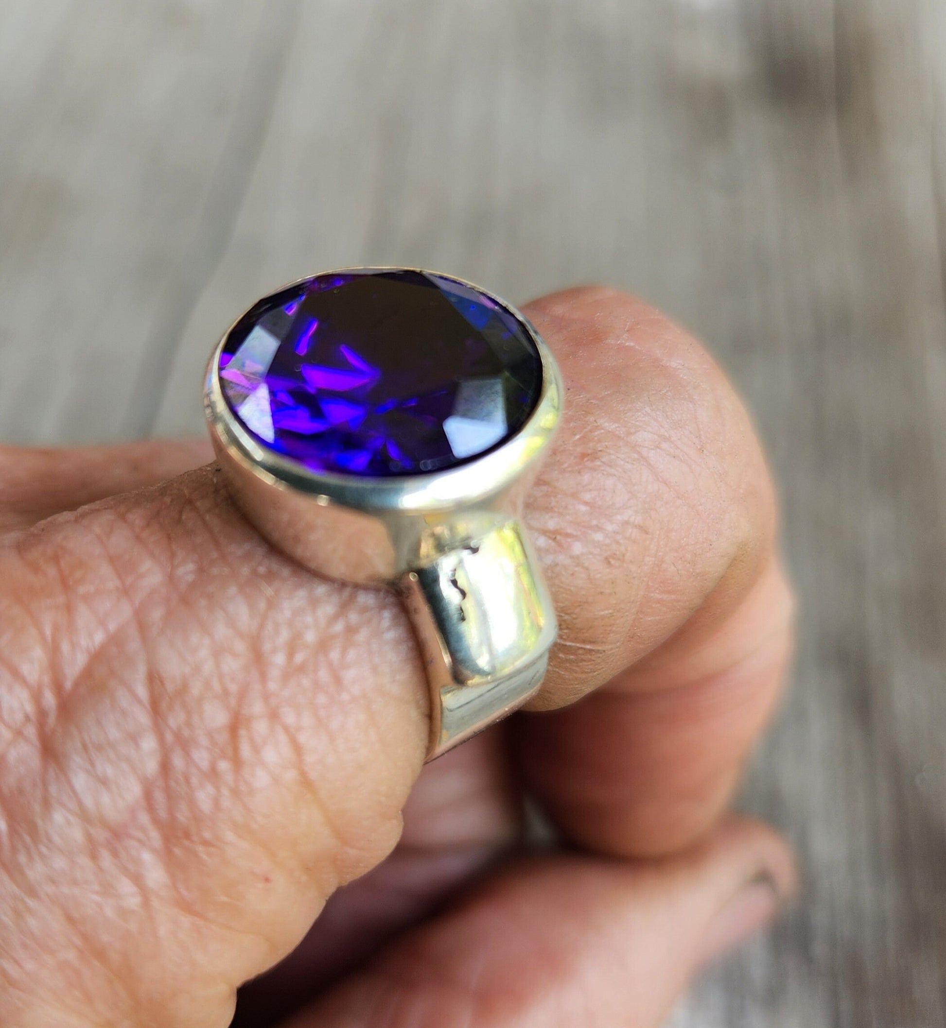 Large cz ring,sterling silver,chunky ring,zircon boho,gemstone ring,handmade,cubic zirconia ring,modern