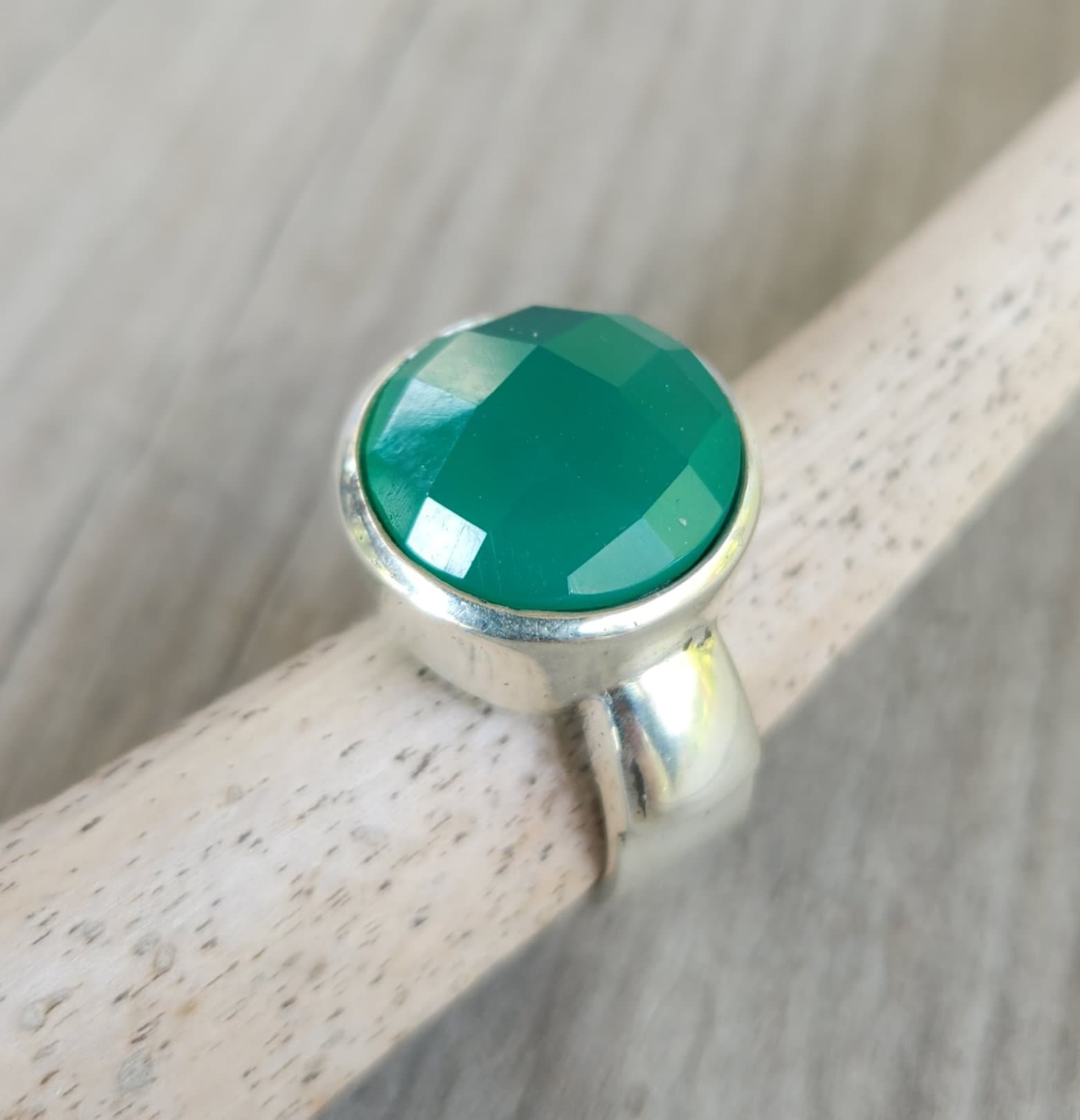 Green onyx ring,sterling silver,chunky ring,boho, large gemstone ring,handmade,cubic zirconia ring,modern