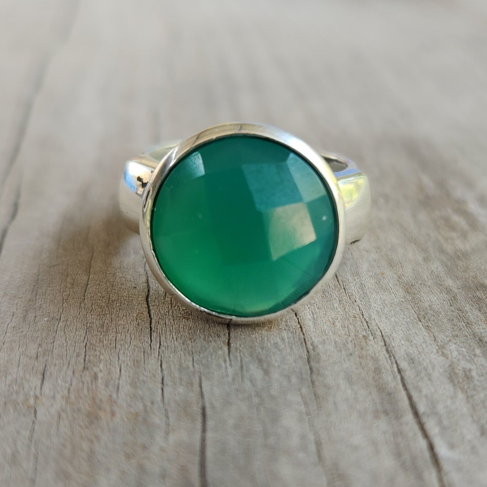 Green onyx ring,sterling silver,chunky ring,boho, large gemstone ring,handmade,cubic zirconia ring,modern