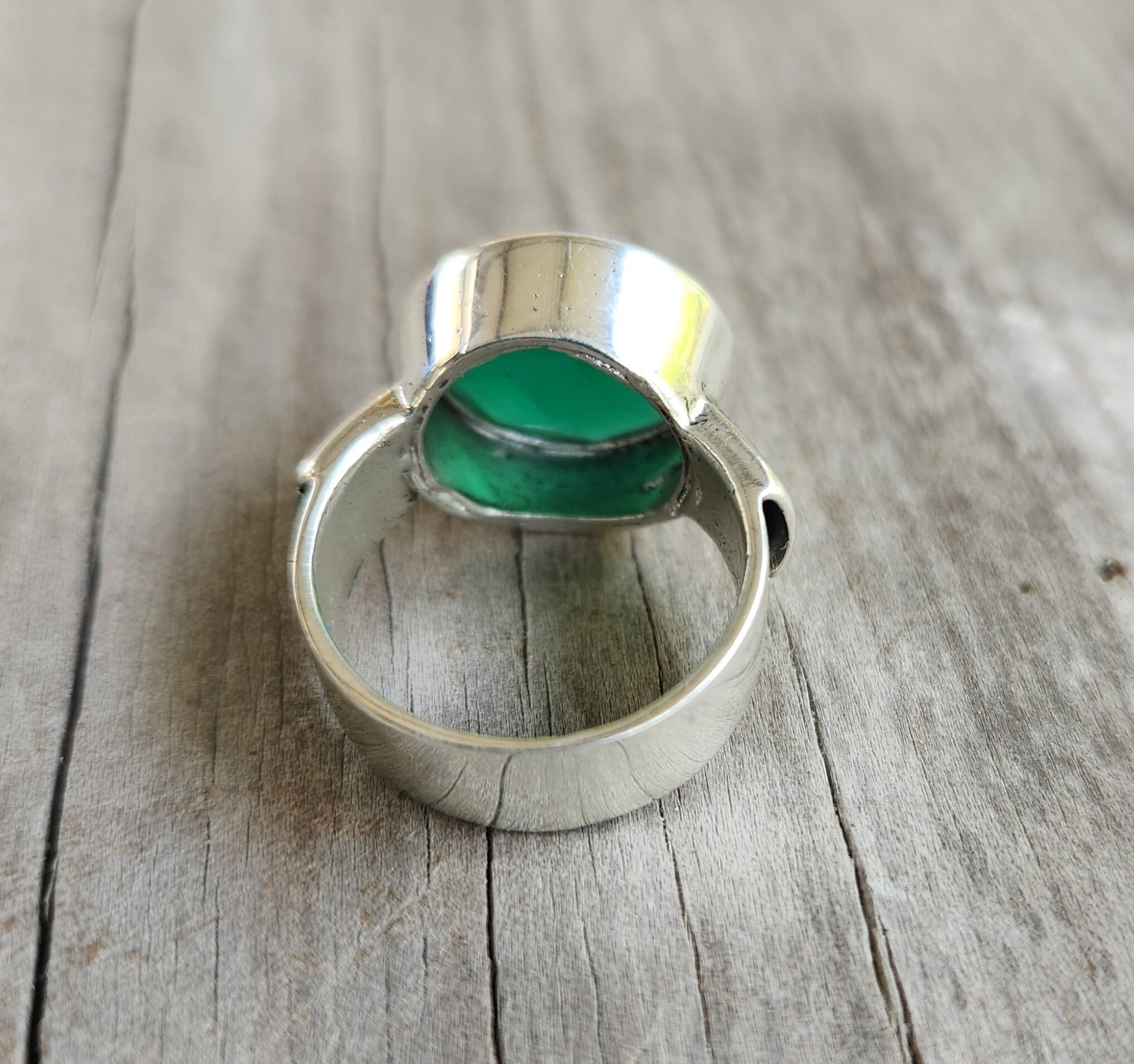Green onyx ring,sterling silver,chunky ring,boho, large gemstone ring,handmade,cubic zirconia ring,modern