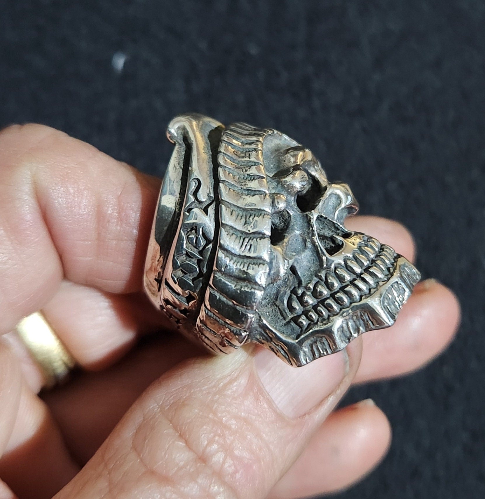 Large Skull ring,sterling silver,bandit,bandido,steampunk,gothic,punk,biker,handmade,hipster,pirate,medievil,mens fashion,