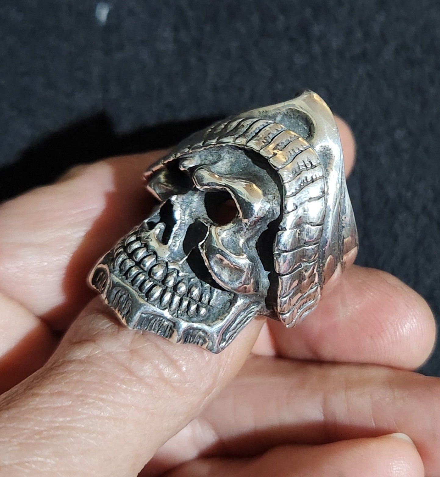 Large Skull ring,sterling silver,bandit,bandido,steampunk,gothic,punk,biker,handmade,hipster,pirate,medievil,mens fashion,