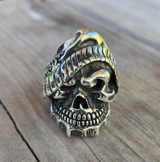 Large Skull ring,sterling silver,bandit,bandido,steampunk,gothic,punk,biker,handmade,hipster,pirate,medievil,mens fashion,