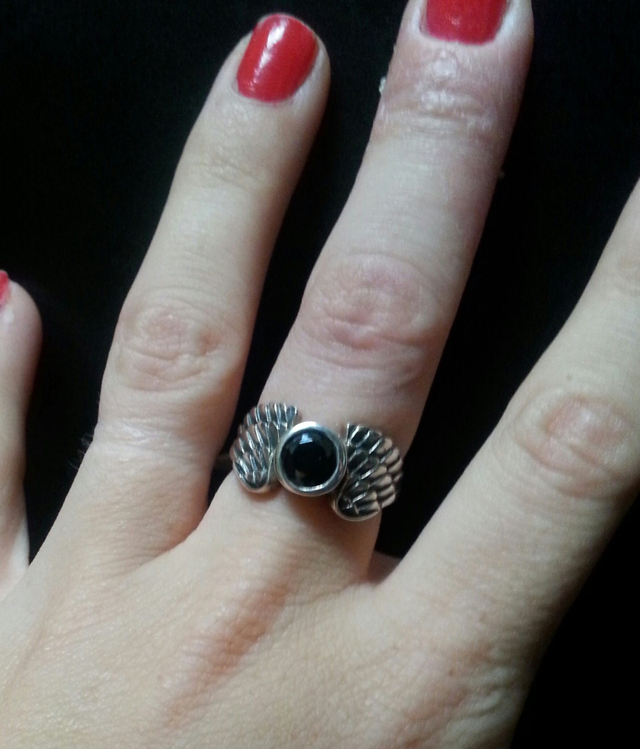 Angel ring, wings, rainbow moonstone, goddess, sterling silver, feather,bird,cupid,swallow,pinkie ring,