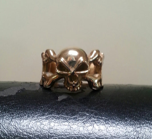 Gold skull ring,skull and cross bone,9ct gold,maltese cross, steampunk,pirate,gothic punk,chunky ring,biker,hipster,
