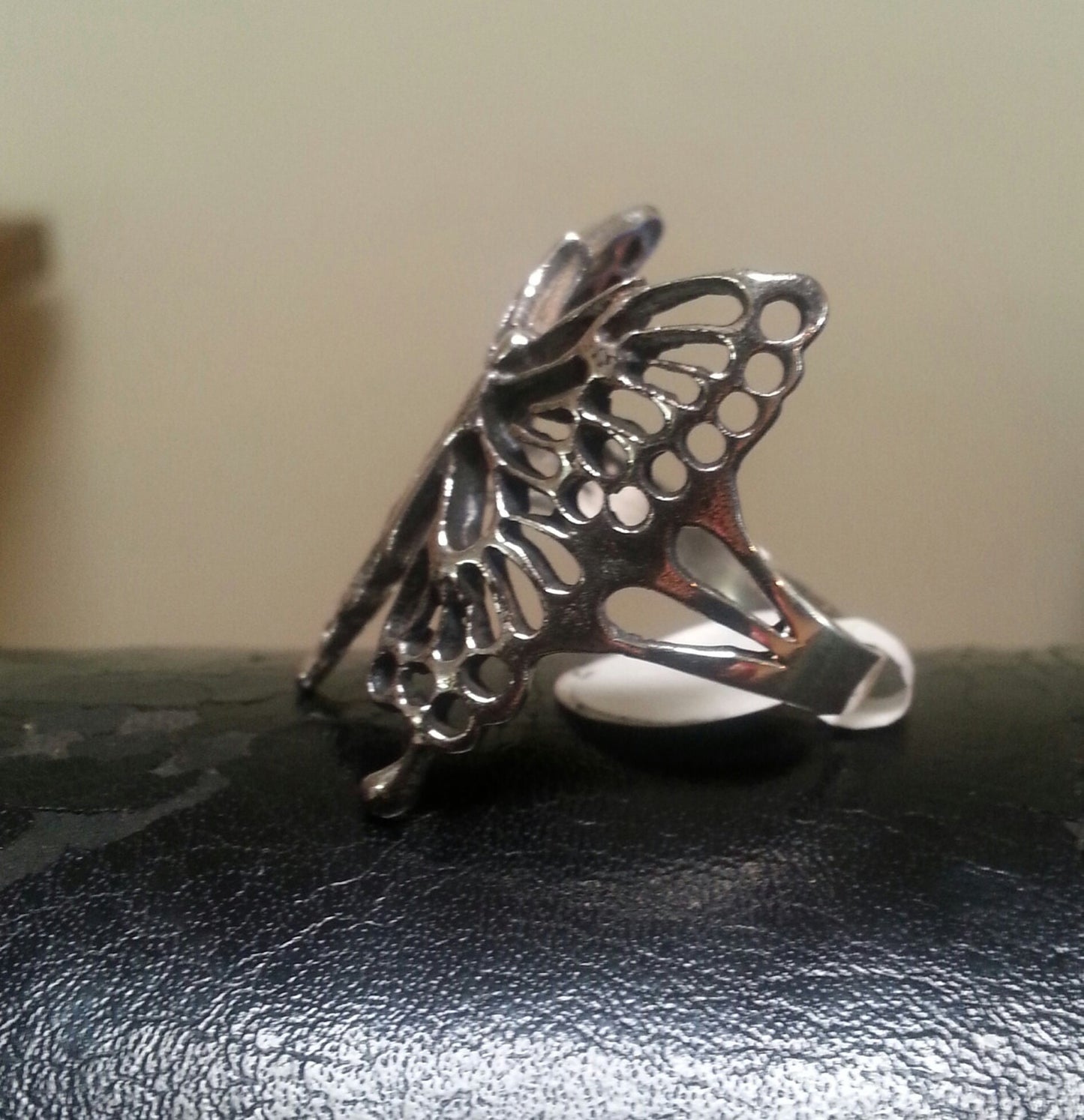 Butterfly ring,large, filigree, sterling silver,alternative,boho, gothic,art nouveau,victorian goddess,