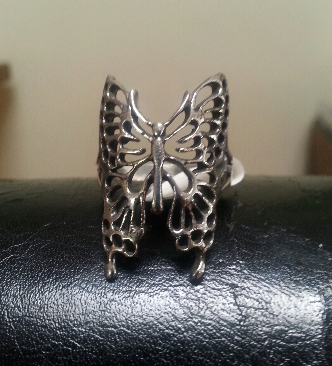 Butterfly ring,large, filigree, sterling silver,alternative,boho, gothic,art nouveau,victorian goddess,