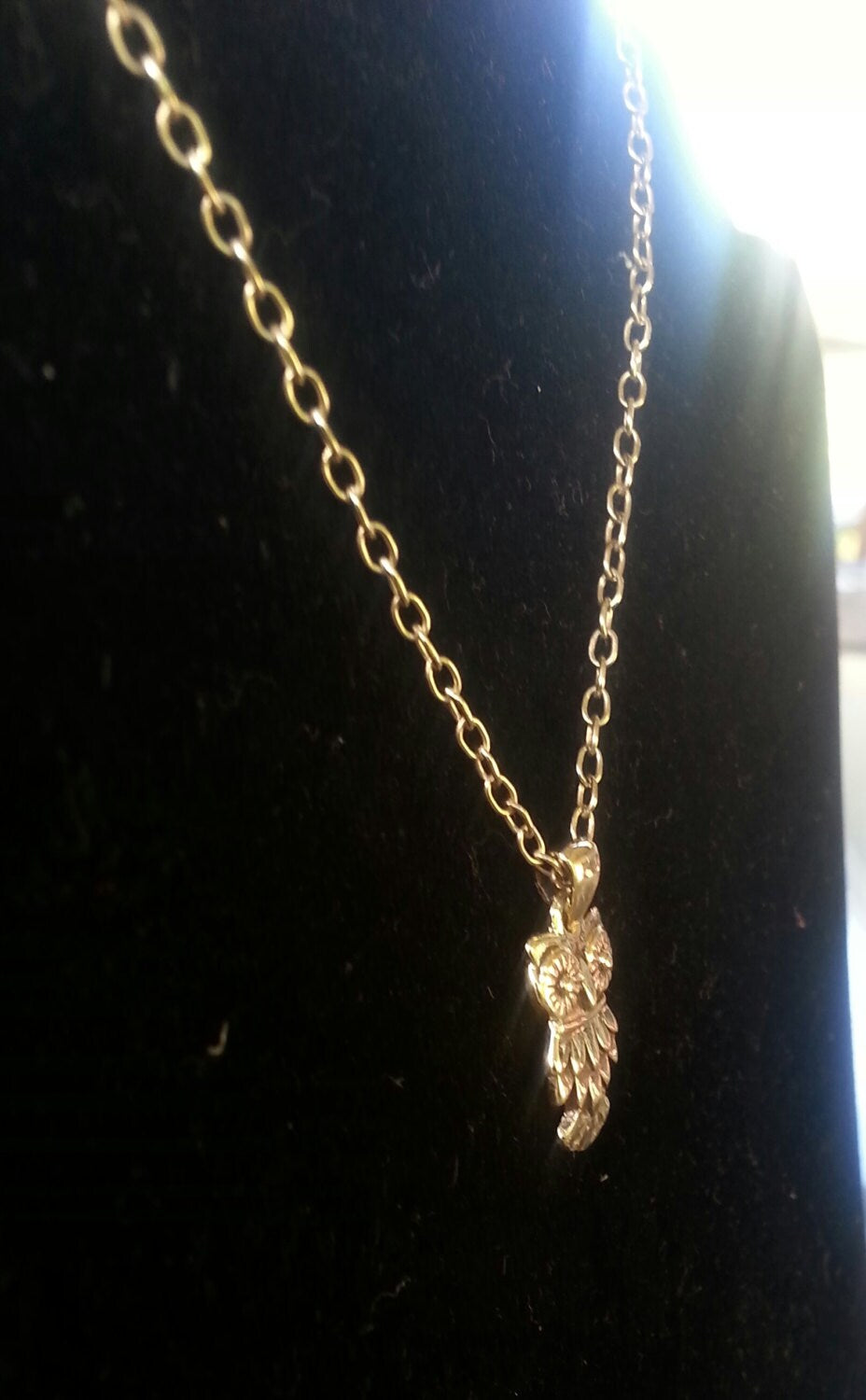 Gold owl pendant,9ct gold,owl bird pendant,owl charm, boho gypsy,