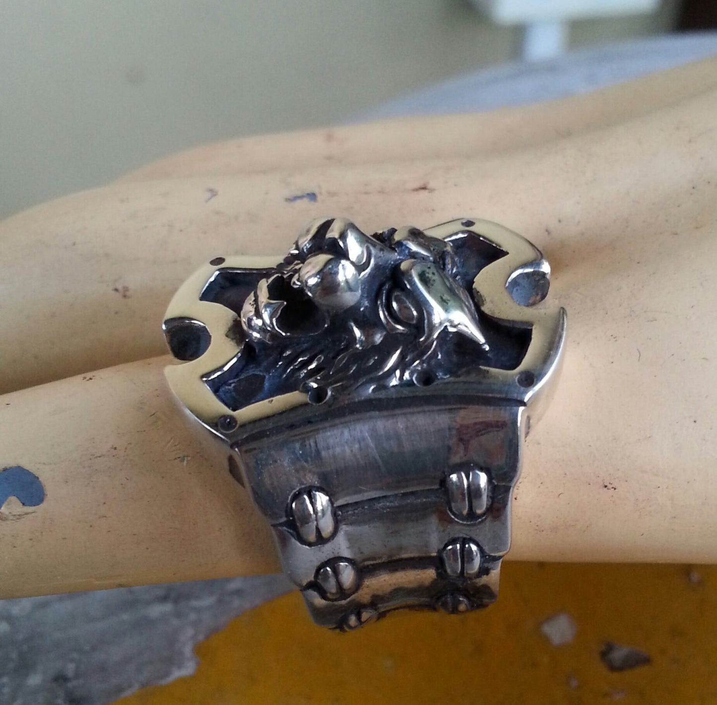 tiger ring,lion ring,steampunk,sterling silver,medievil,Large gothic lion,tiger,victorian,rockabilly,chunky ring,gladiator,Roman,signet ring