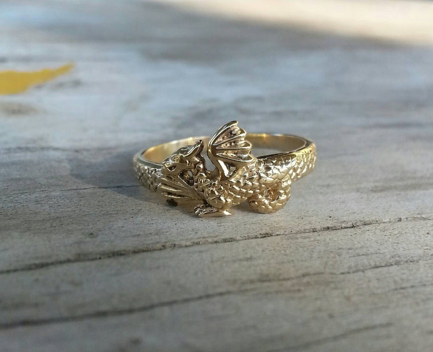 Gold dragon ring,9ct gold,small dragon ring,pinkie ring,steampunk,gothic, punk,mythical,pinkie ring,boho,new age,handmade,mystical,fable,
