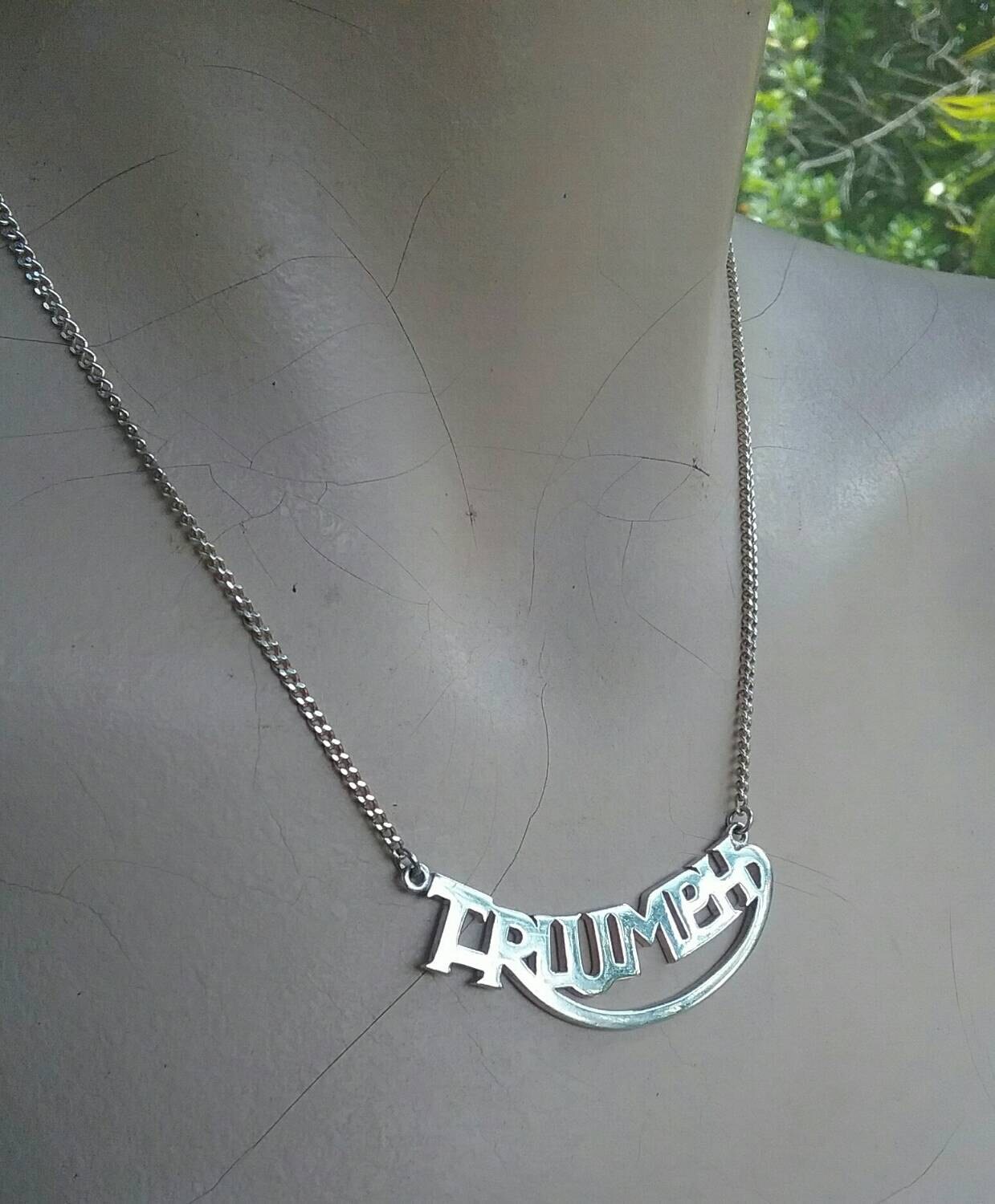Triumph necklace,sterling silver,biker, pendant,motorbike,handmade,hipster,boho shic,gothic,women's fashion