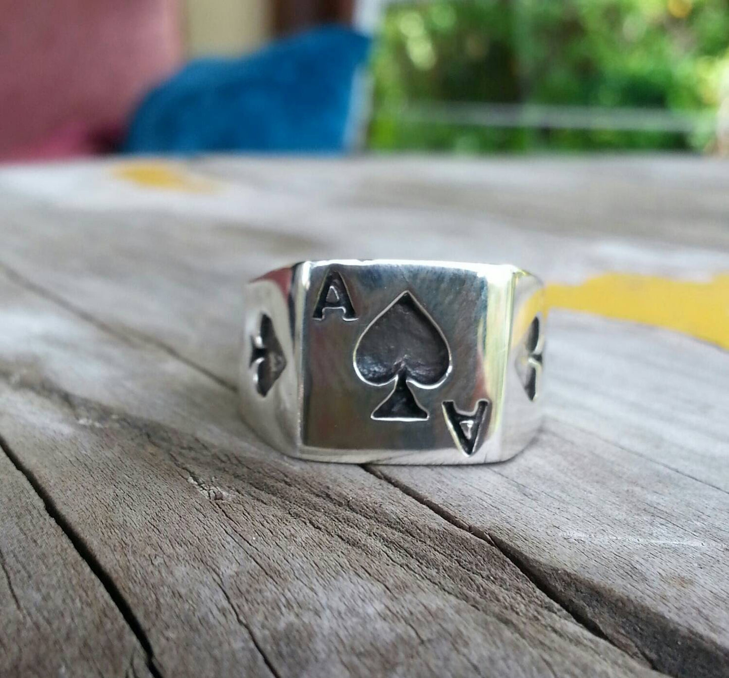 Ace of spades ring,gambling, cards,Vegas wedding, sterling silver ring,black Jack,signet ring,hand made