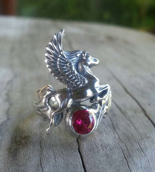 PEGASUS ring,sterling silver,mythical horse, unicorn, fantasy,alternative,new age,magic,mystical, boho,hippy,gypsy, art nouveau,handmade,