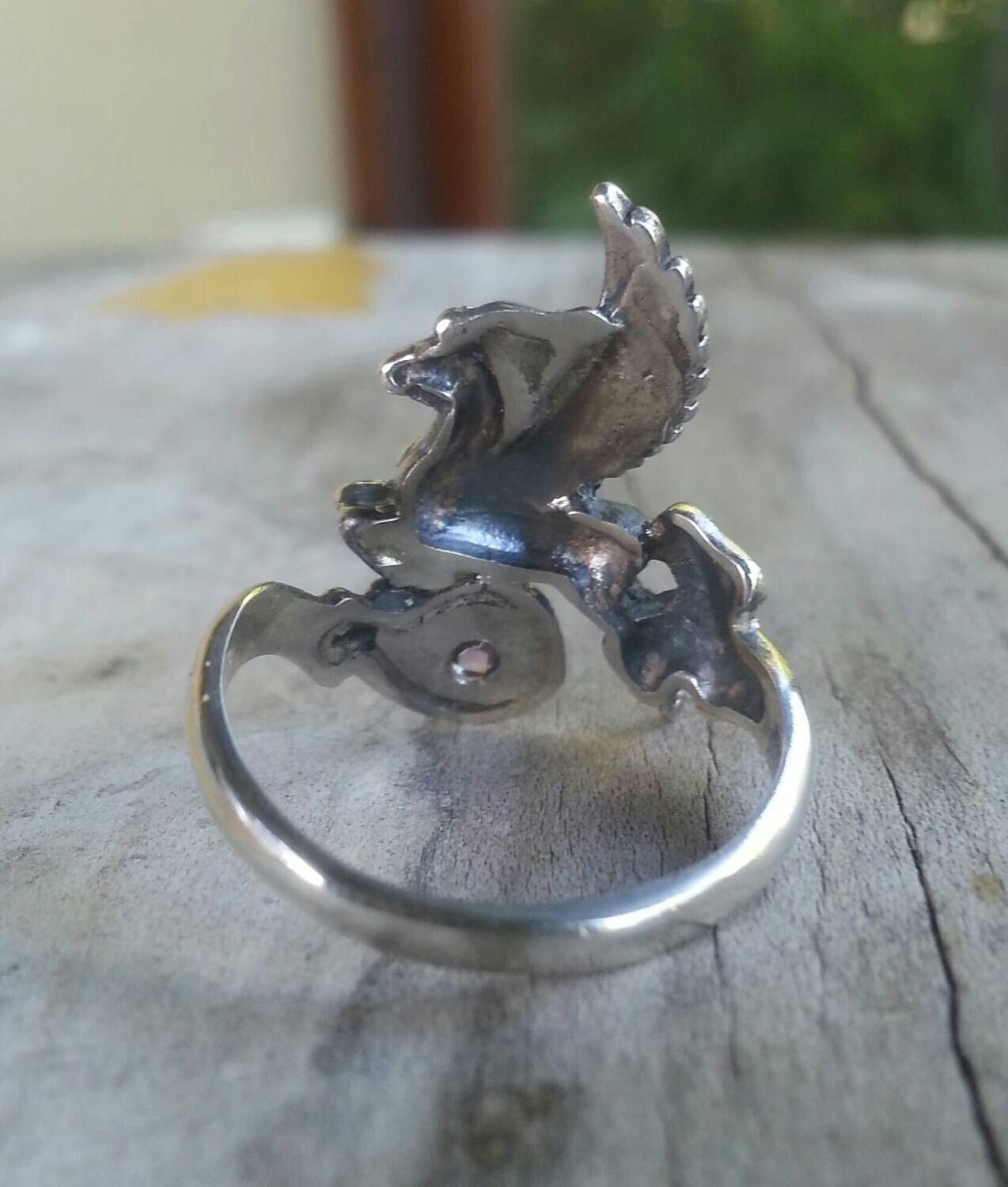 PEGASUS,mythical horse,sterling silver,unicorn, fantasy ring,alternative,new age,boho,hippy,art nouveau,goddess,womens fashion,magic,merlin