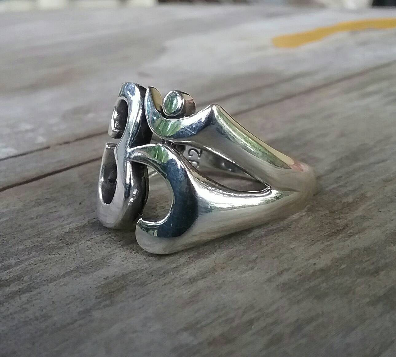 OM ring,LARGE, solid sterling silver, yoga,spiritual,budda, hindu, boho,new age,handmade