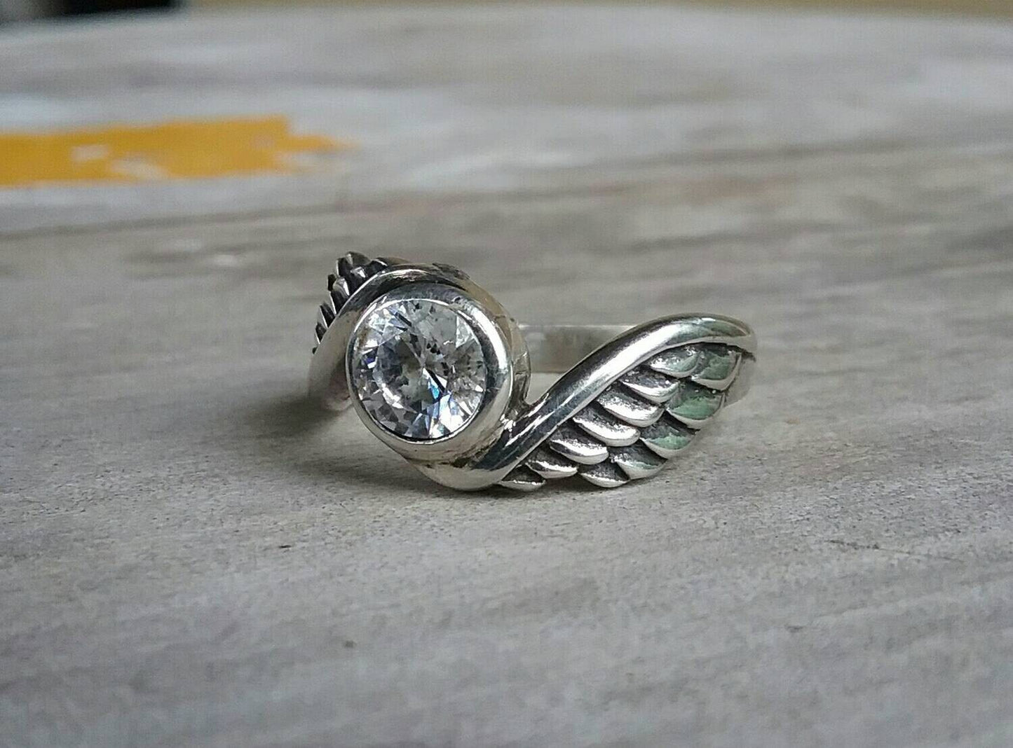 Angel Wing ring,sterling silver,cubic zirconia angel goddess winged ring, alternative steampunk gothic art nouveau victorian