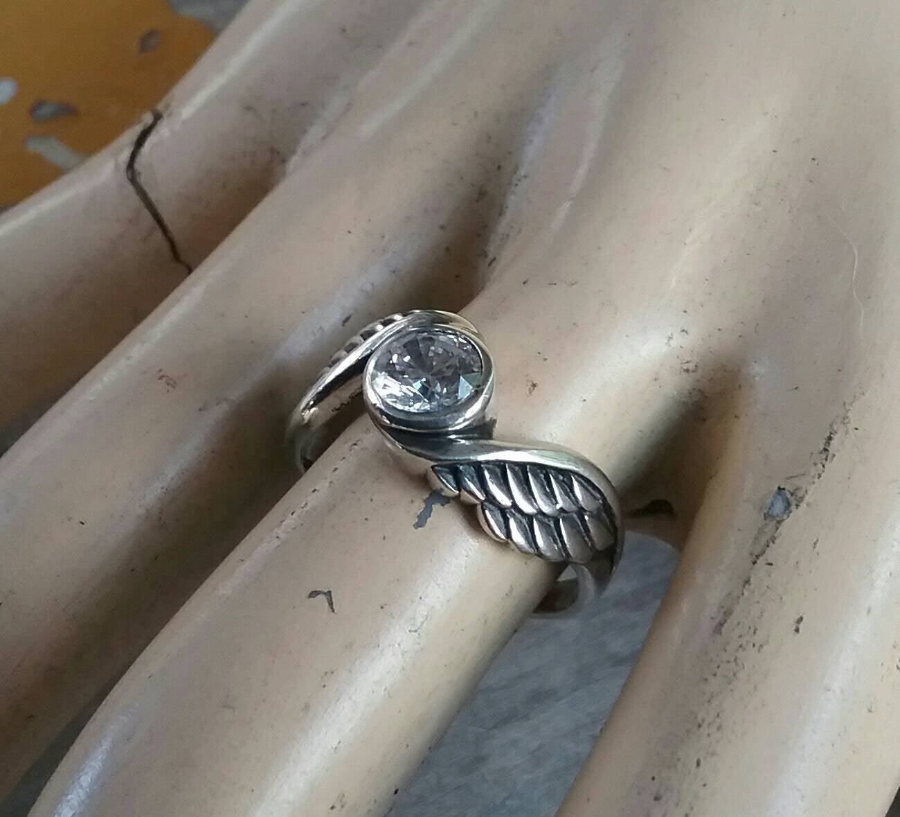 Angel wings ring,cubic zirconia, goddess ring,fairy,cz,boho,bird wings, steampunk gothic art nouveau victorian