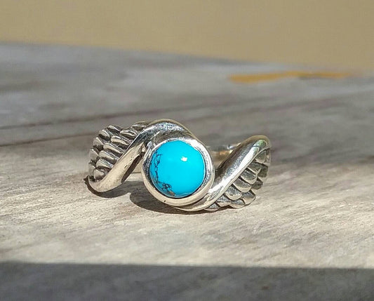 Angel winged ring, sterling silver, turquoise,goddess winged, alternative steampunk gothic art nouveau victorian