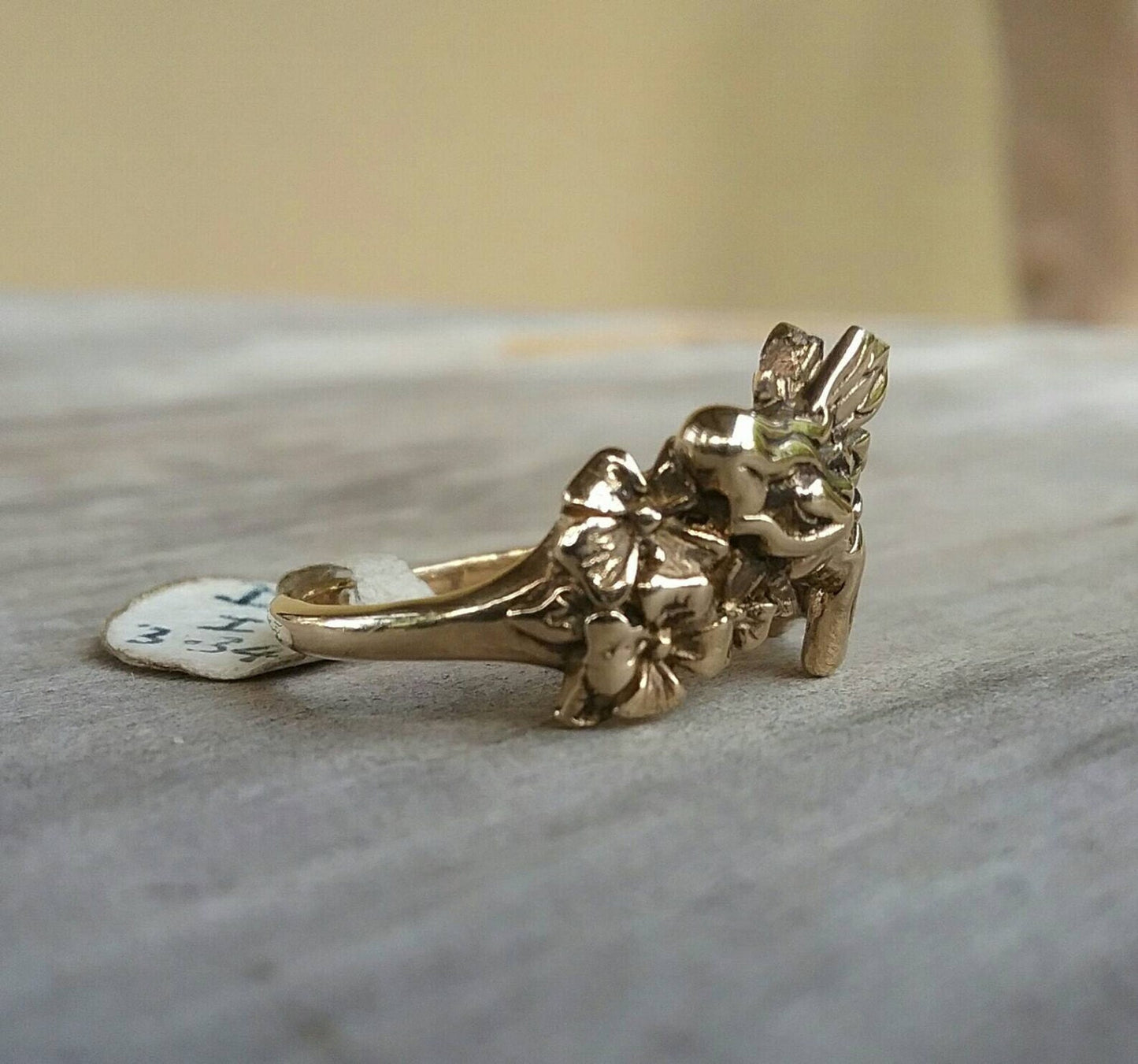 gold fairy ring,9ct,9k gold,small woodland pixie, fantasy,Angel,goddess,hand made,faerie,