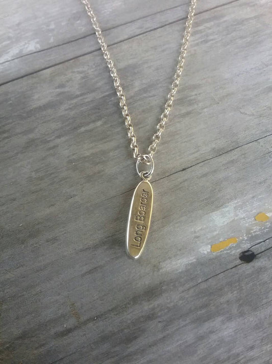 surf board pendant,sterling silver,Long board,surfer necklace, wave pendant,boho